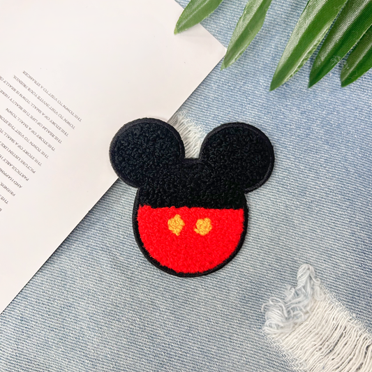Chenille Iron On Patch: Red Mouse