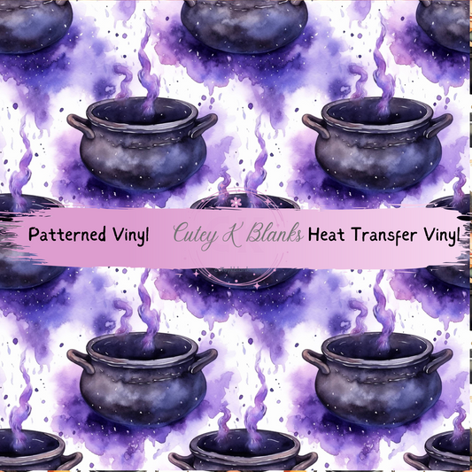 Patterned Printed Vinyl and Heat Transfer (HTV) Sheets - Halloween Witch Cauldron - PV100162