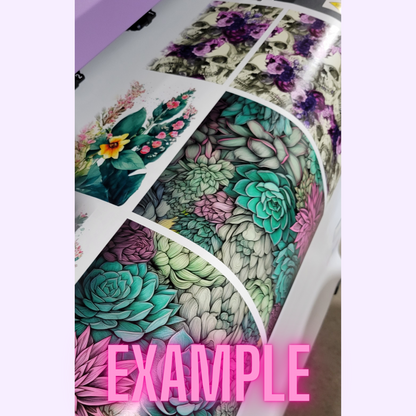 Ready to Use - Tumbler Wraps - Vinyl or Sublimation - 3D Flowers - TW100757