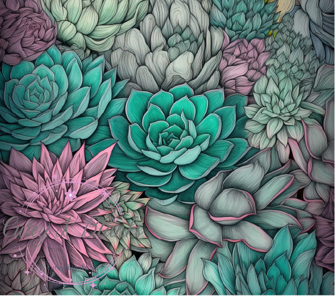 Tumbler Wraps  - Watercolour Succulent - TW100101 - Cutey K Blanks