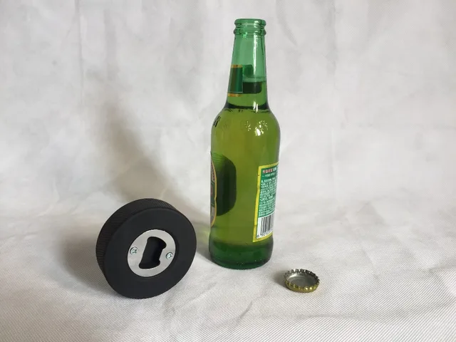 Sublimation hockey puck bottle opener