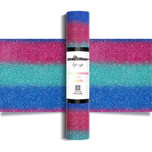 Teckwrap Ombre Glitter Heat Transfer Vinyl - Rainbow Blue - Cutey K Blanks