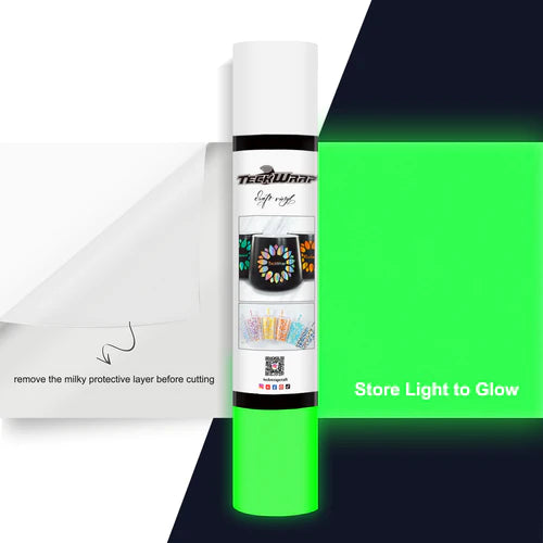 Teckwrap Glow In The Dark Adhesive Vinyl - White - Cutey K Blanks