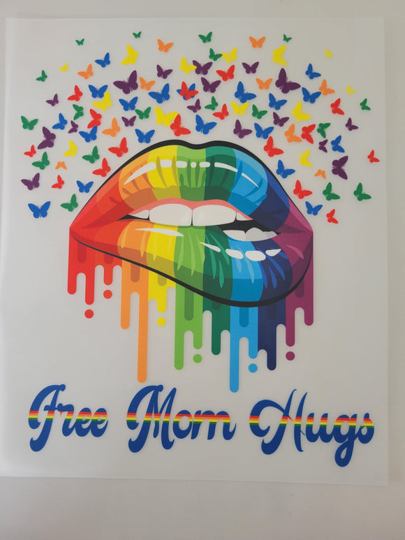 DTF - Colourful Lips Free Mom Hugs - Cutey K Blanks