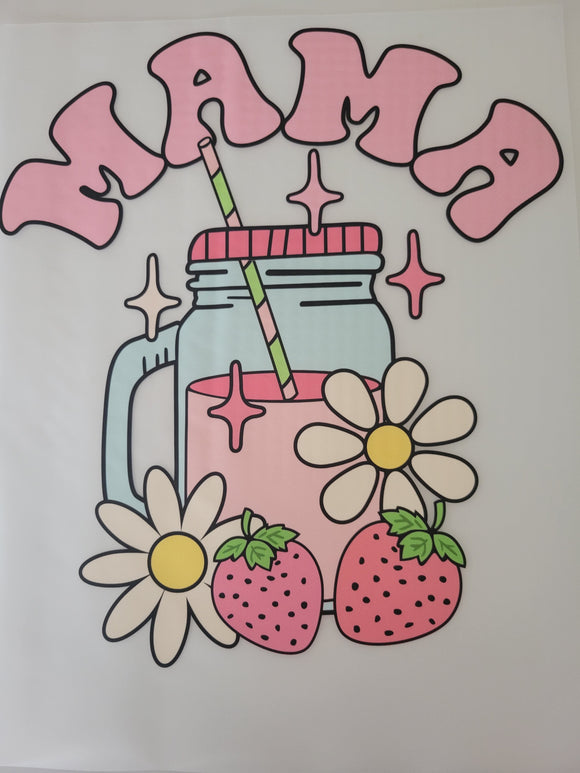DTF - Mama Mason Jar Strawberry Flower - Cutey K Blanks
