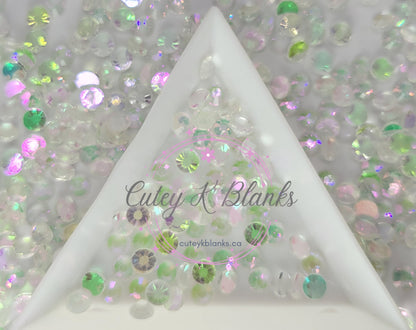 Pinkish Green Aurora Glass Flatback Rhinestones | Craft rhinestones | Bling 3MM-SS12 | 4MM-SS16 |5MM-SS20 | DIY, Nail Art, Tumbler | 1440 per bag