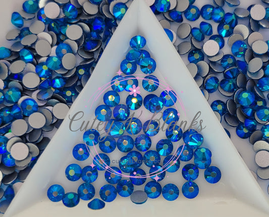 Glass Flatback Rhinestones: Capri Blue AB