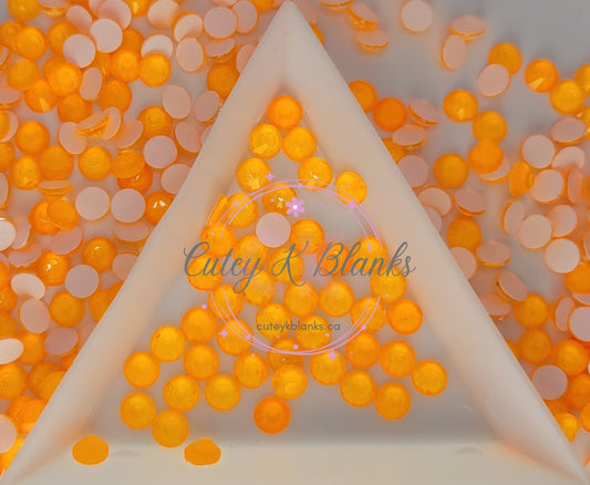 Glass Flatback Rhinestones:  Orange Neon