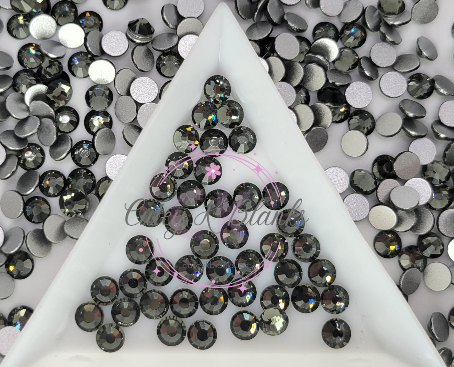 Glass Flatback Rhinestones: Black Diamond