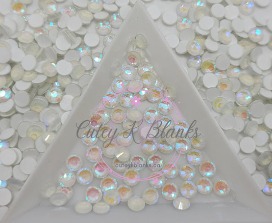 Glass Flatback Rhinestones:  Crystal Luminous