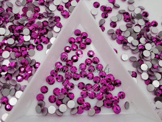 Glass Flatback Rhinestones:  Mine Fuchsia