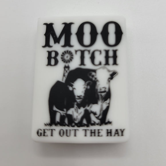 Silicone Focal Beads: Moo Bitch