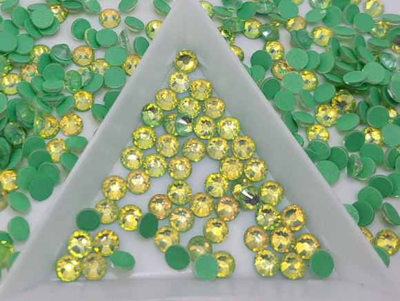 Glass Flatback Rhinestones:  Emerald Luminous Opal