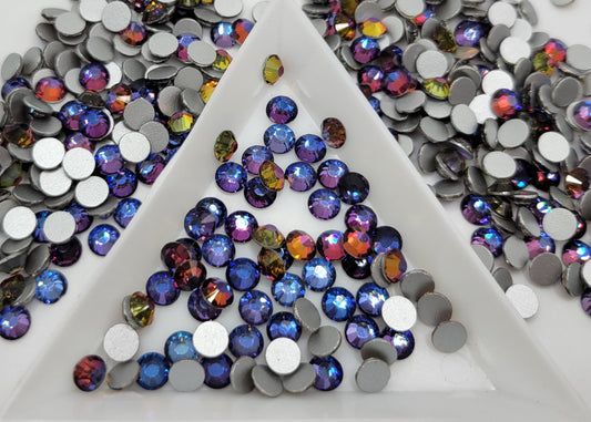 Glass Flatback Rhinestones: Blue Volcano