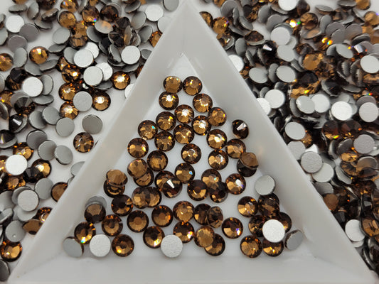 Glass Flatback Rhinestones: Smoked Topaz