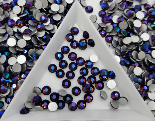 Glass Flatback Rhinestones: Dark Amethyst AB