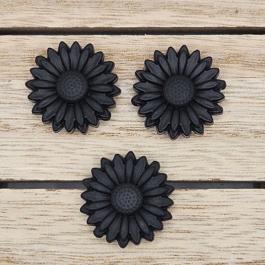 Silicone Focal Beads: Black Flower