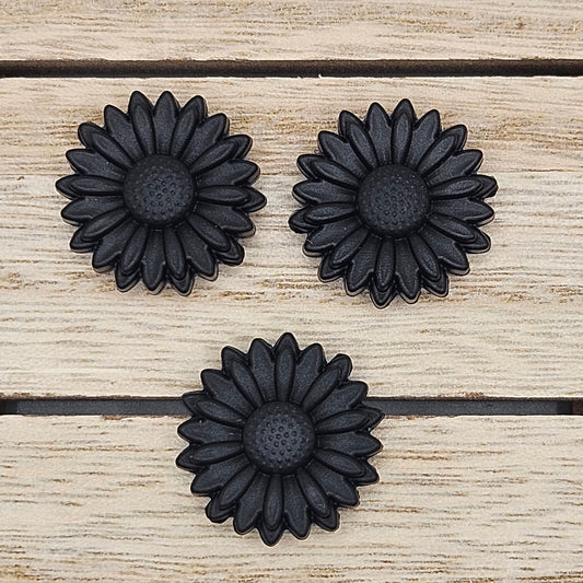 Silicone Focal Beads: Black Flower | Cartoon Beads | DIY Craft Beads | Beads for wristlets, pens, keychains