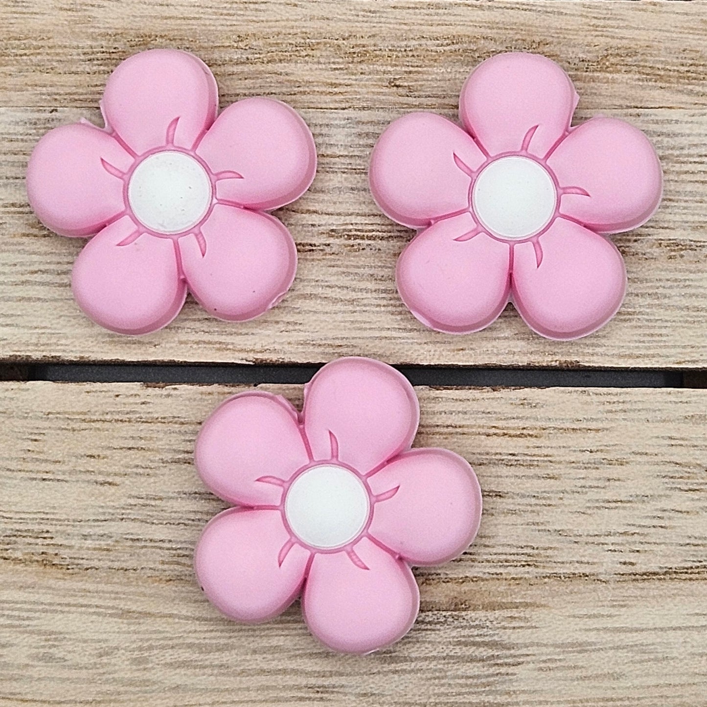 Silicone Focal Beads: Pink Flower | Cartoon Beads | DIY Craft Beads | Beads for wristlets, pens, keychains