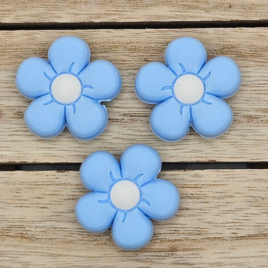 Silicone Focal Beads: Blue Flower | Cartoon Beads | DIY Craft Beads | Beads for wristlets, pens, keychains