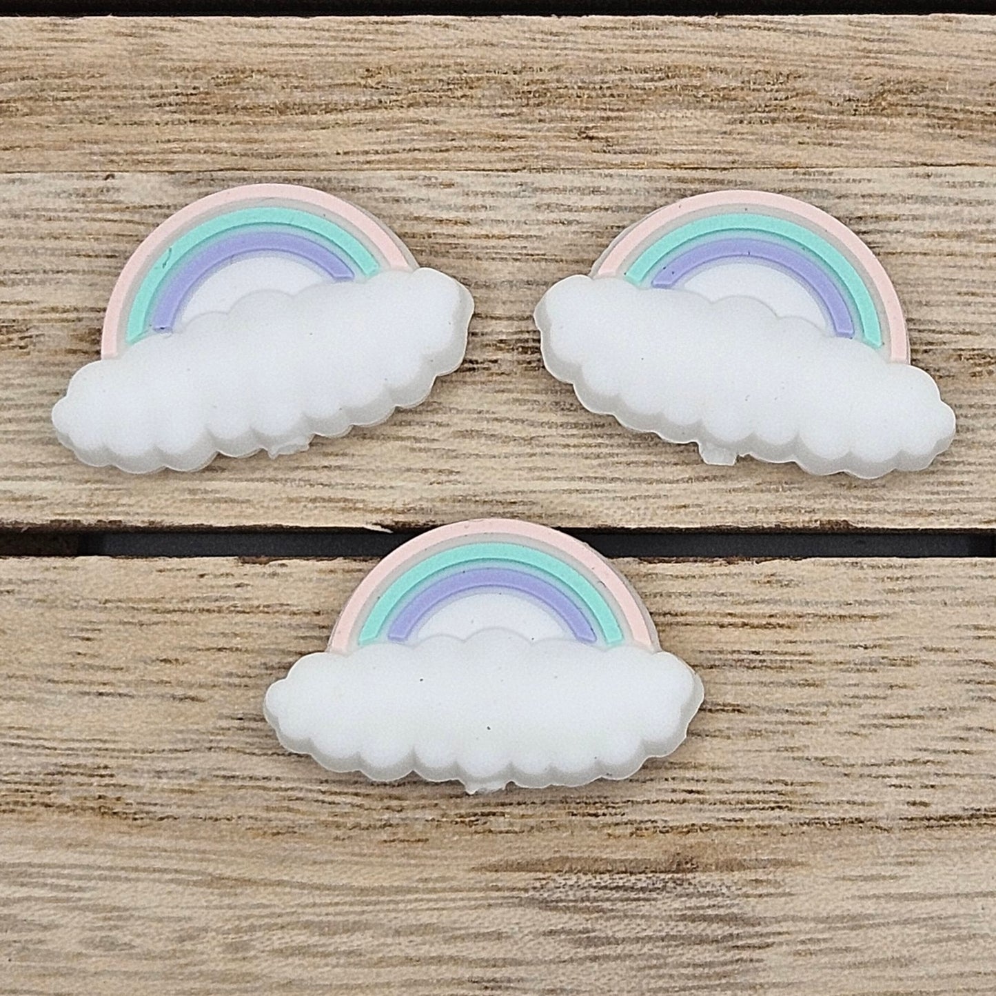Silicone Focal Beads: Rainbow Cloud
