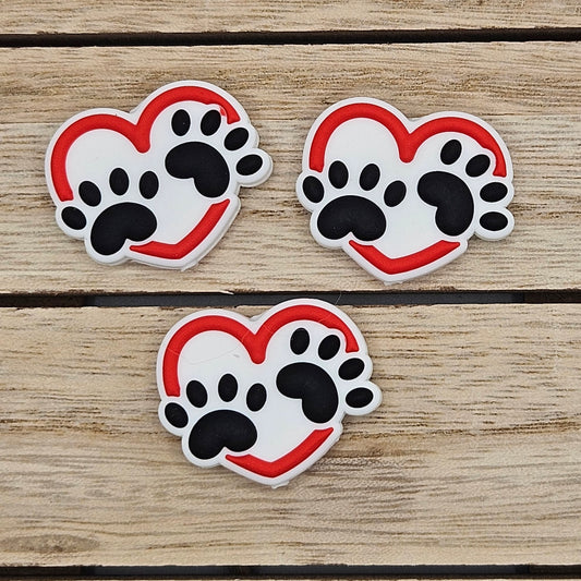 Silicone Focal Beads: Heart Paws