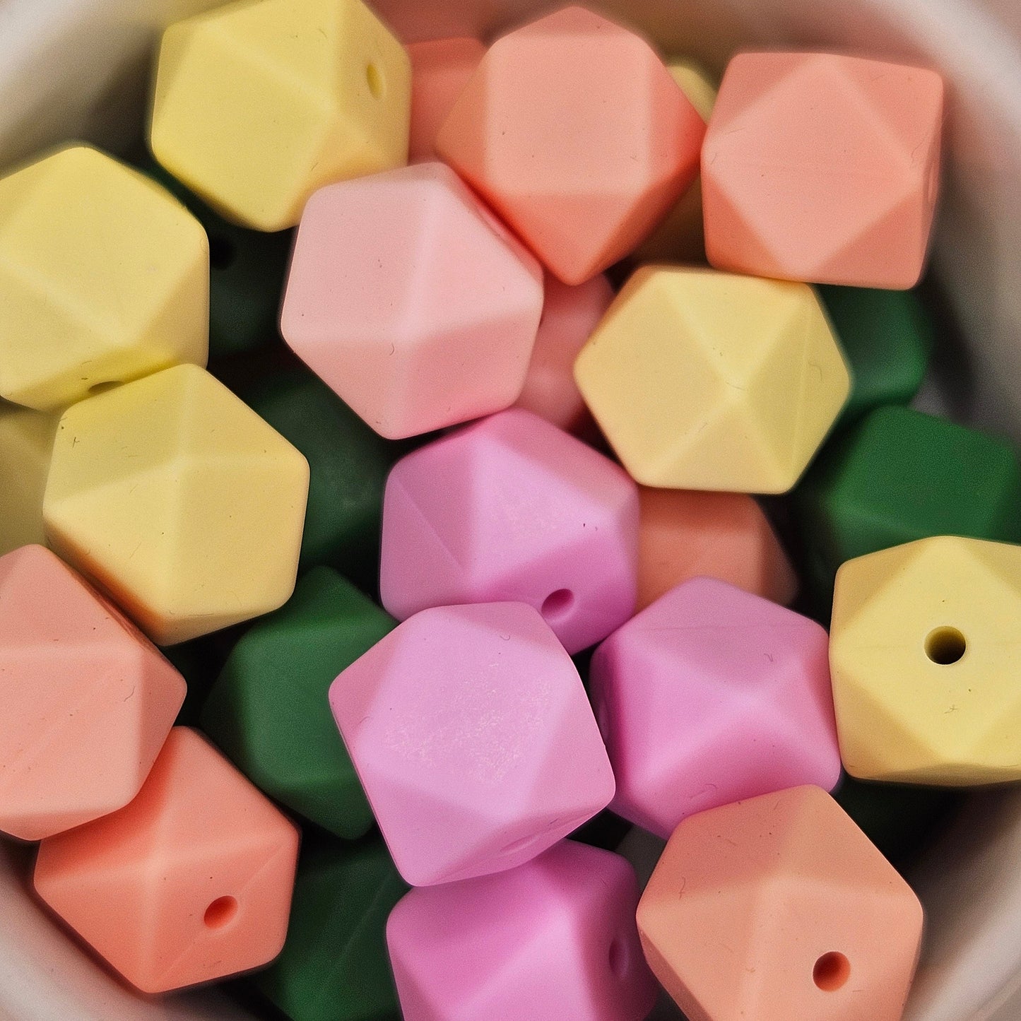 Hexagon Silicone Bead - 14mm - LIGHT PINK