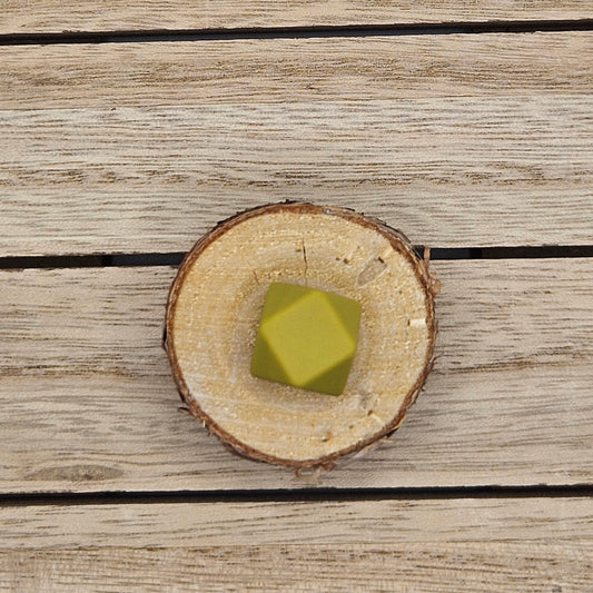 Hexagon Silicone Bead - 14mm - OLIVE