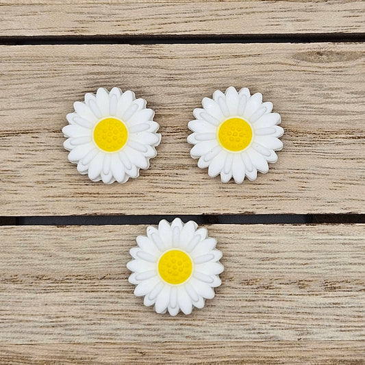 Silicone Focal Beads: Flower White