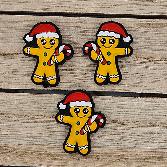 Silicone Focal Beads: Gingerbread Man | Cartoon Beads | DIY Craft Beads | Beads for wristlets, pens, keychains