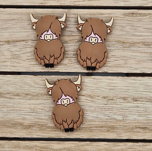 Silicone Focal Beads: Highland Cow