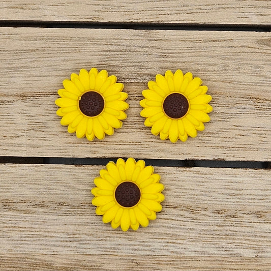 Silicone Focal Beads: Flower Yellow | Cartoon Beads | DIY Craft Beads | Beads for wristlets, pens, keychains