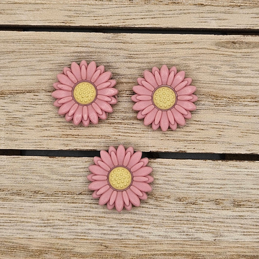 Silicone Focal Beads: Flower Vintage Pink | Cartoon Beads | DIY Craft Beads | Beads for wristlets, pens, keychains