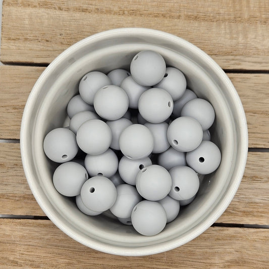 Round Silicone Bead - 12mm AND 15mm. Dim Grey