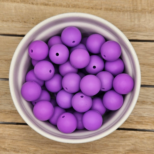 Round Silicone Bead - 12mm AND 15mm. Purple