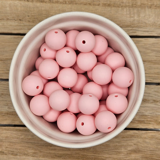 Round Silicone Bead - 12mm AND 15mm. Quartz Pink