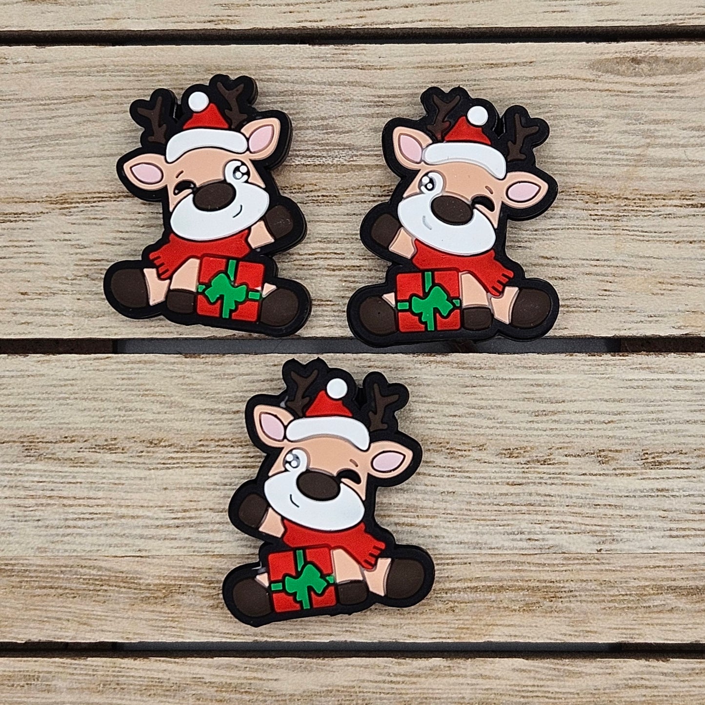 Silicone Focal Beads: Reindeer | Cartoon Beads | DIY Craft Beads | Beads for wristlets, pens, keychains