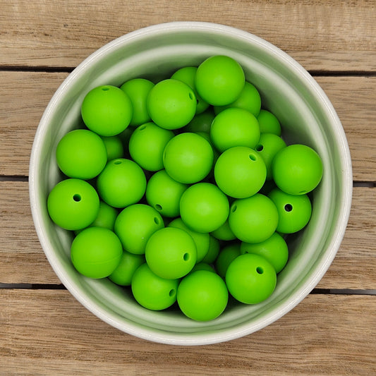 Round Silicone Bead - 12mm AND 15mm. Green / Summer Green