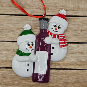 Resin Christmas Ornament: Snowmen Wine