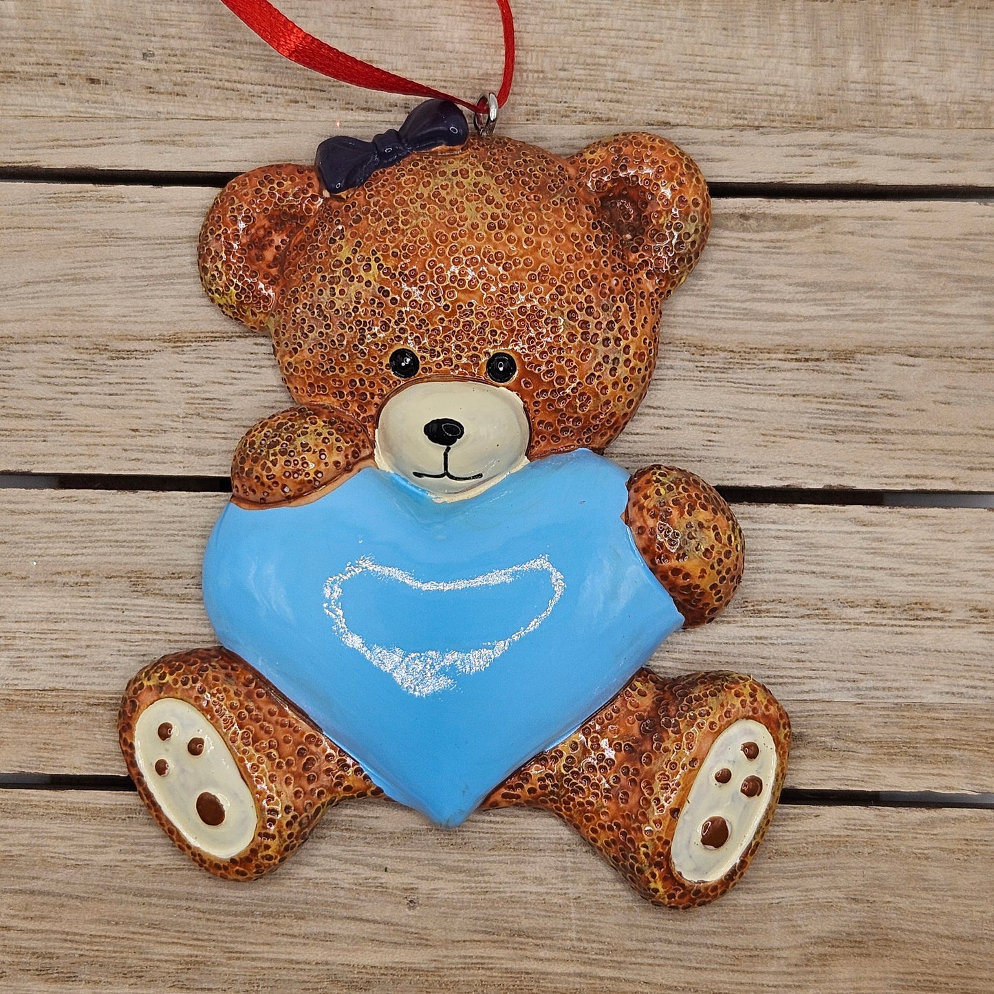 Resin Christmas Ornament Blue Bear