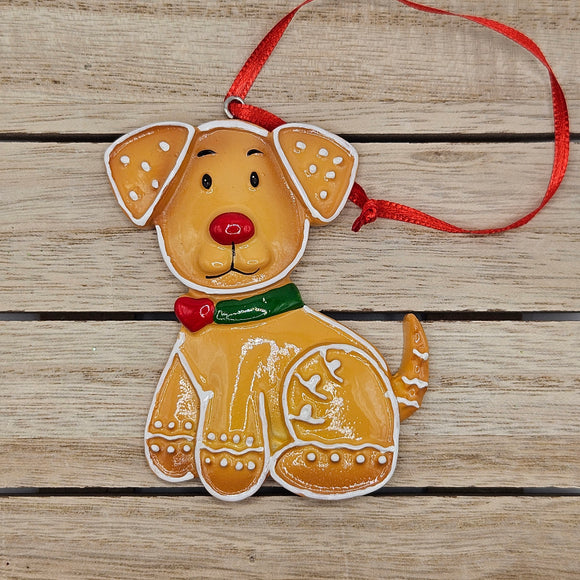Resin Christmas Ornament: Gingerbread Dog