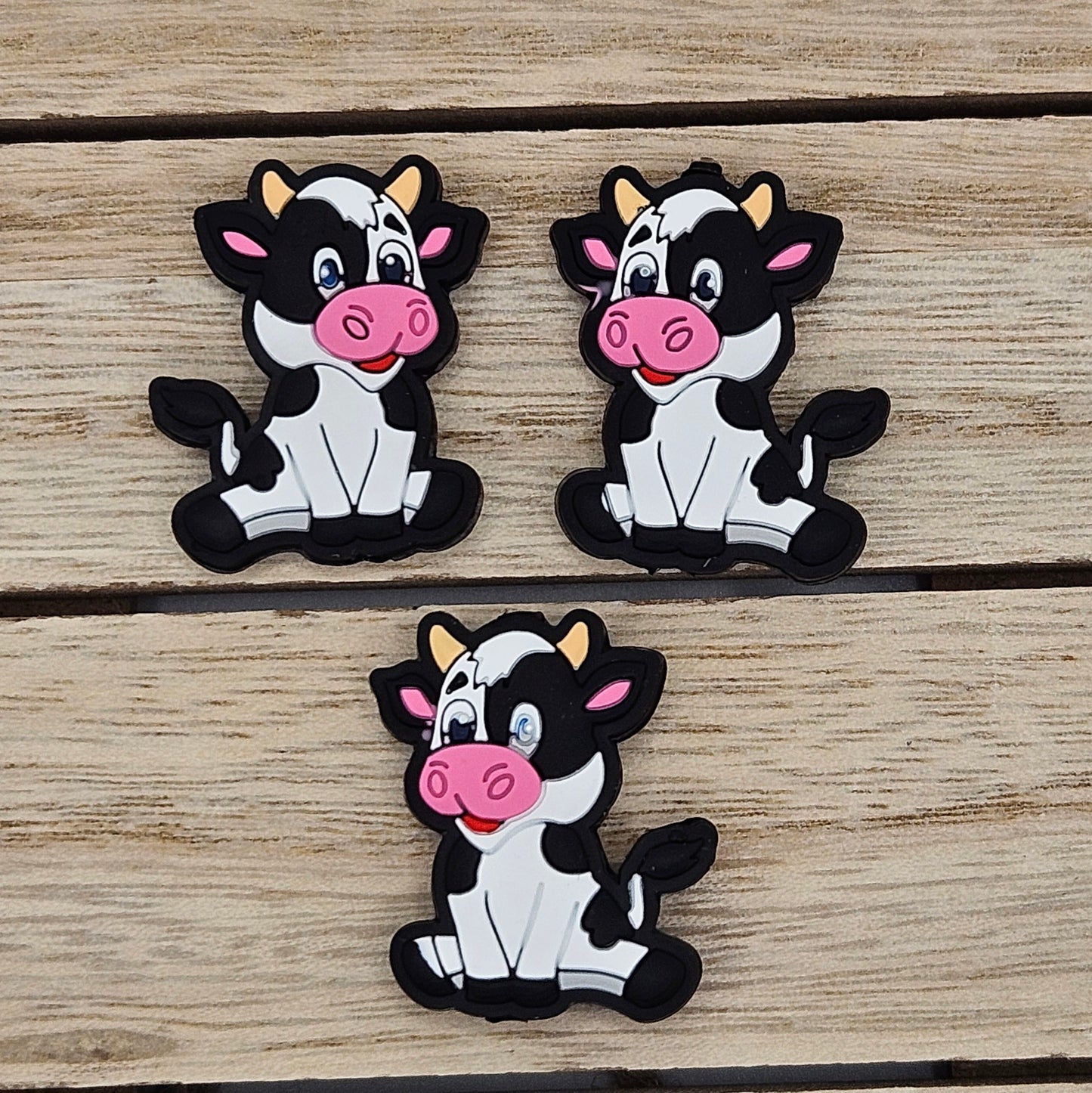 Silicone Focal Beads: Cow| Cartoon Beads | DIY Craft Beads | Beads for wristlets, pens, keychains