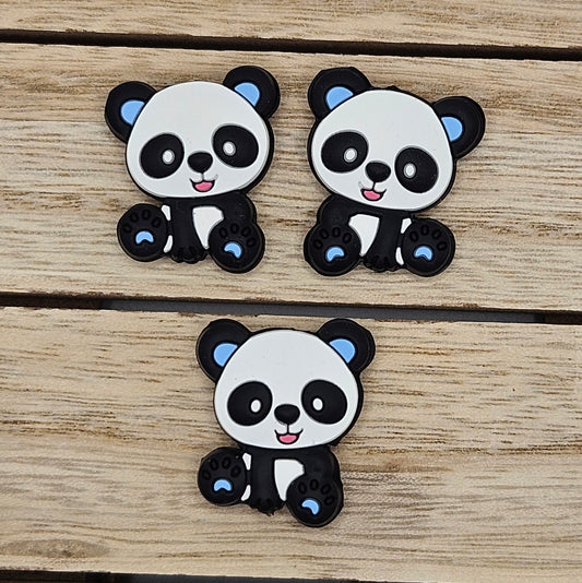 Focal Beads: Grey Panda (grey in ears)