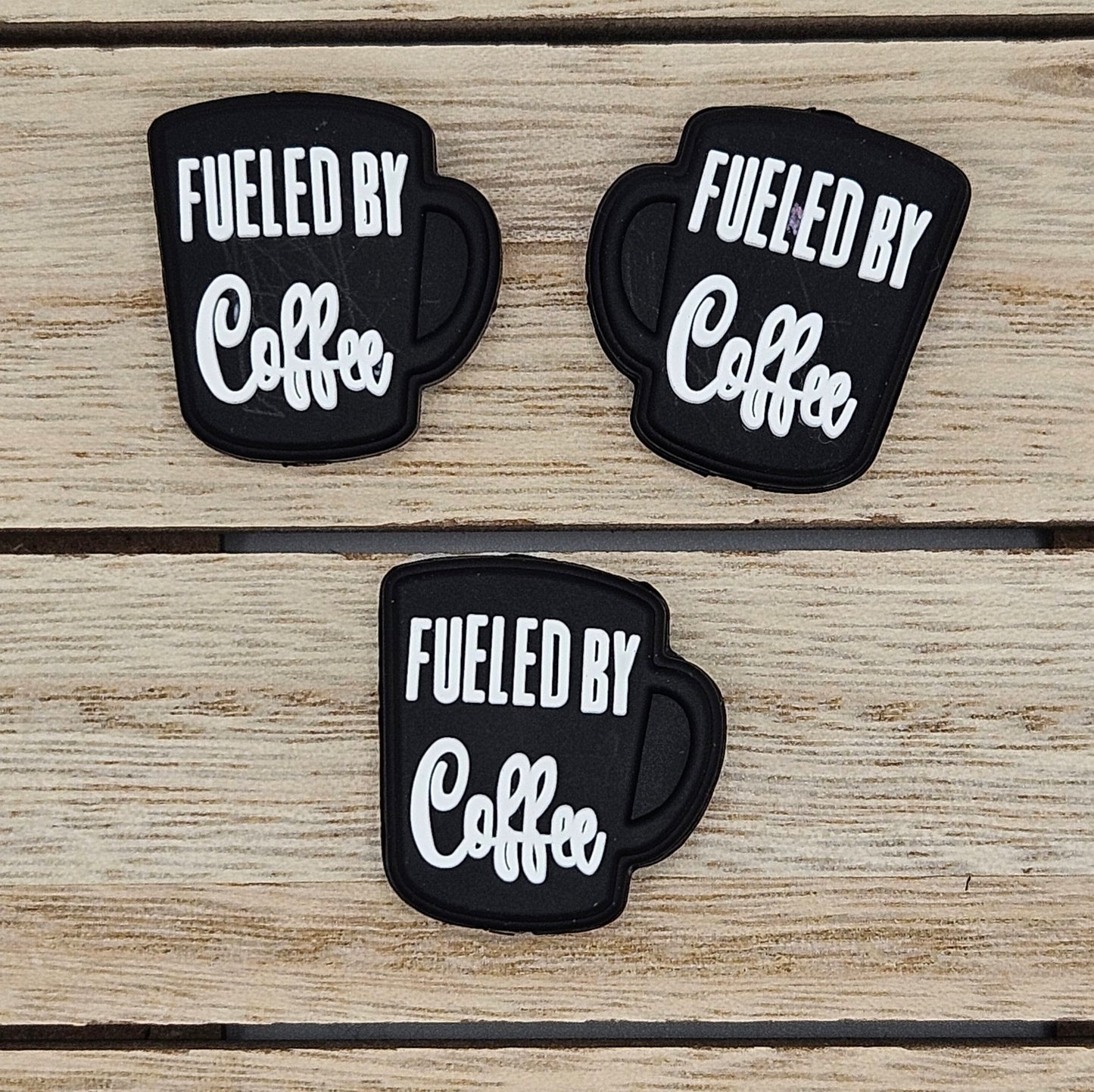 Silicone Focal Beads: Fueled by Coffee | Cartoon Beads | DIY Craft Beads | Beads for wristlets, pens, keychains