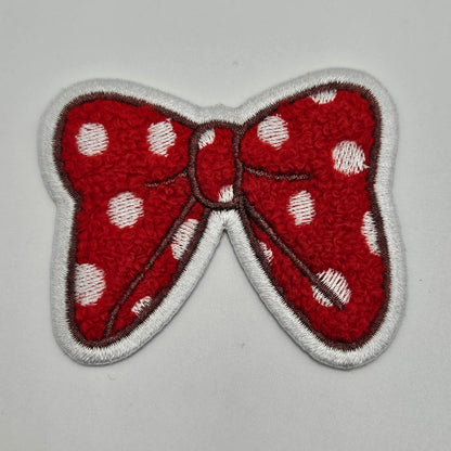 Chenille Iron On Patch: Red Bow