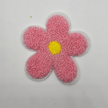 Chenille Iron On Patch: Pink Flower