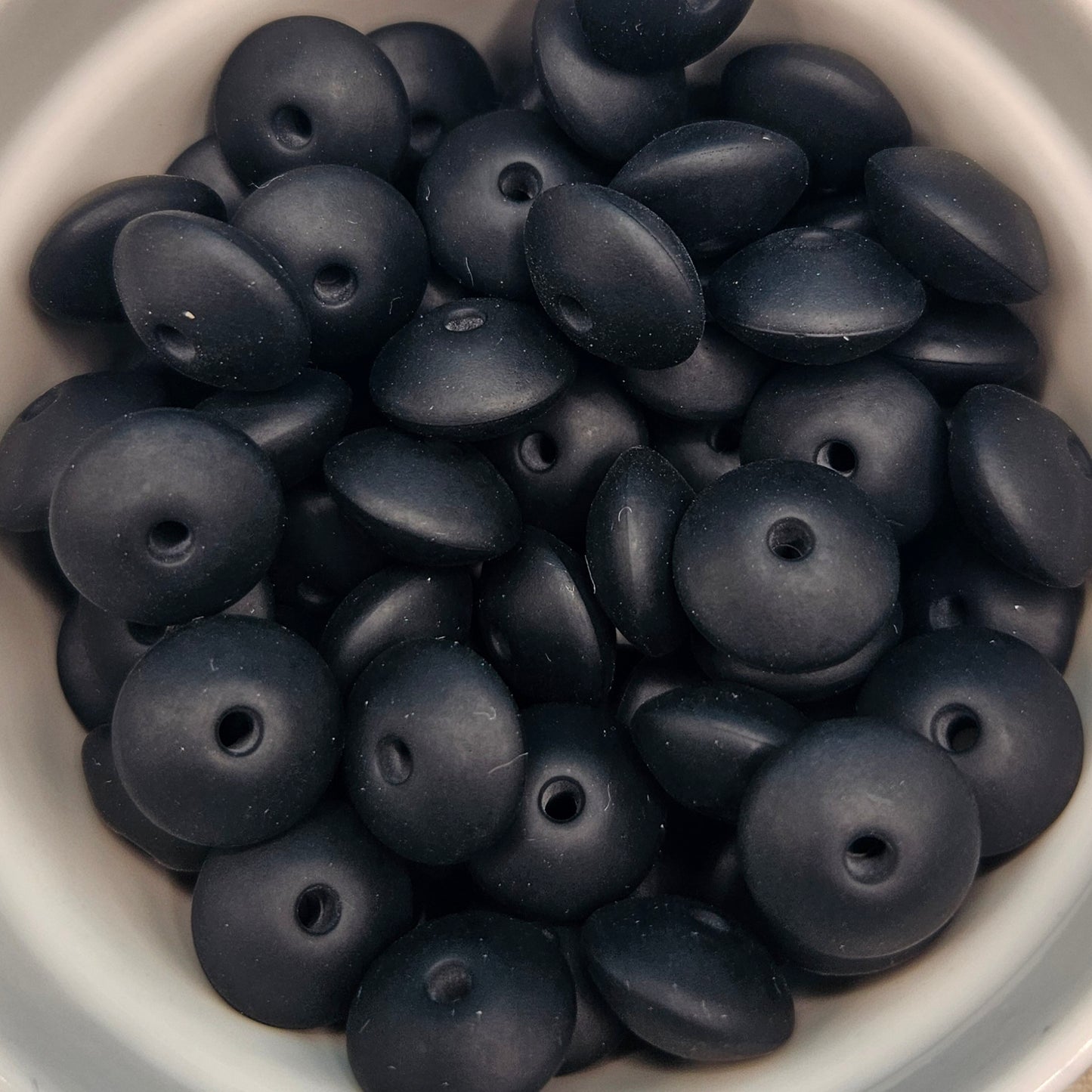 Lentil Silicone Bead - 12mm - Black