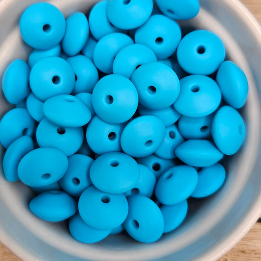 Lentil Silicone Bead - 12mm - Blue