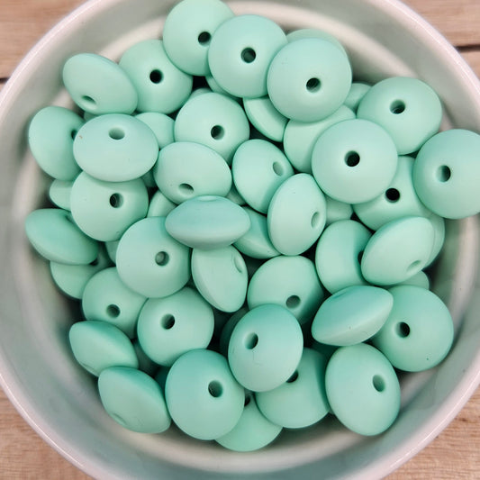 Lentil Silicone Bead - 12mm - Mint