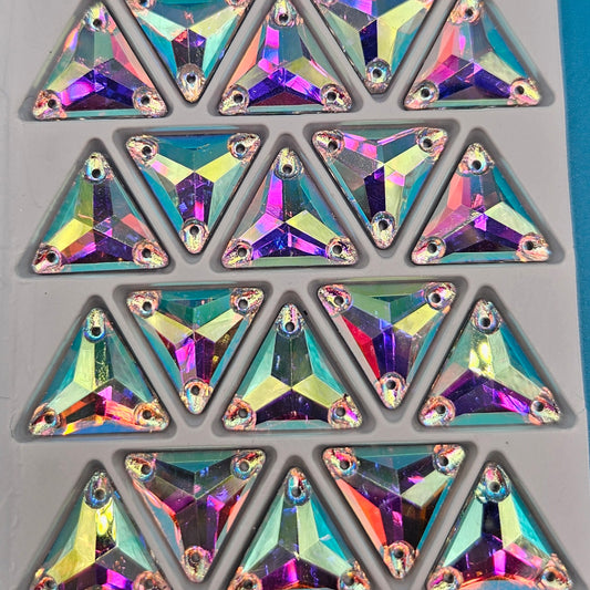 Crystal AB Triangle Sew On Rhinestones 12mm